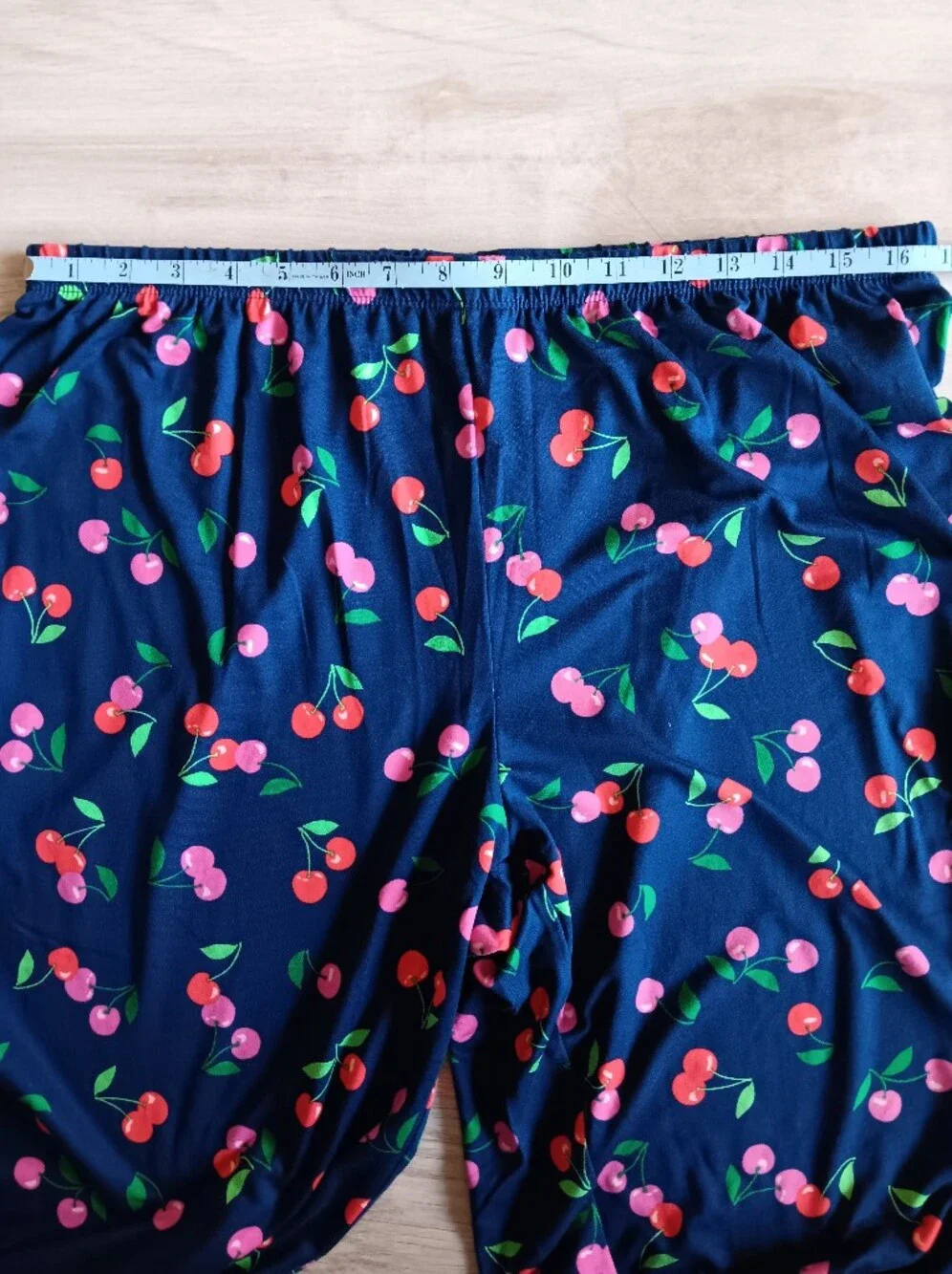 Kate Spade Short Sleeve Pajama Pant Set 2 Pc Red Pink Cherries Indigo Blue XL